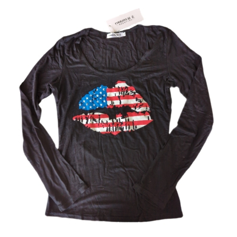 Graphic Long Sleeve Tee Top - Size XS/S